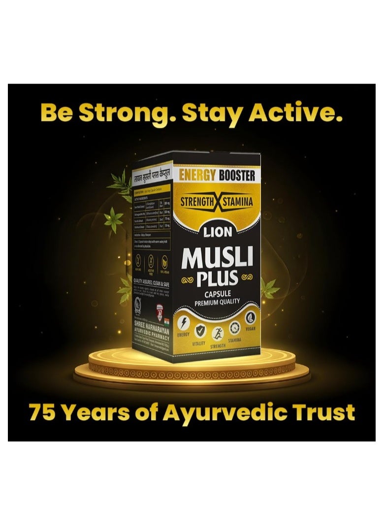 Lion Musli Plus Capsules 60’s – Ayurvedic Vitality & Stamina Booster - Image 4